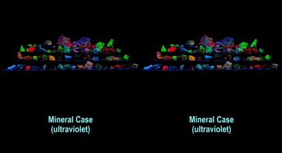 Mineral case under ultraviolet light