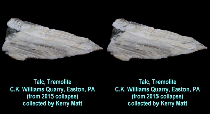 Talc, Tremolite - C.K. Williams Quarry, Easton, PA (from 2015 collapse) collected by Kerry Matt